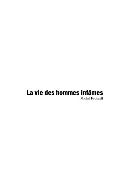 La vie des hommes infâmes